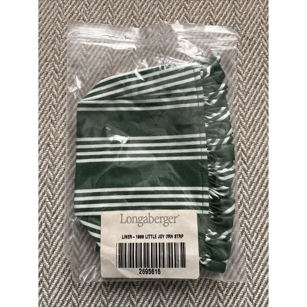 Longaberger #2695616 Green Stripe Liner for the 1998 Little Joy Basket
